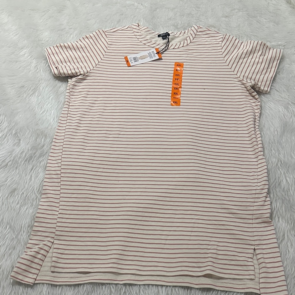Buffalo David Bitton Cream and Red Striped Midi Dress